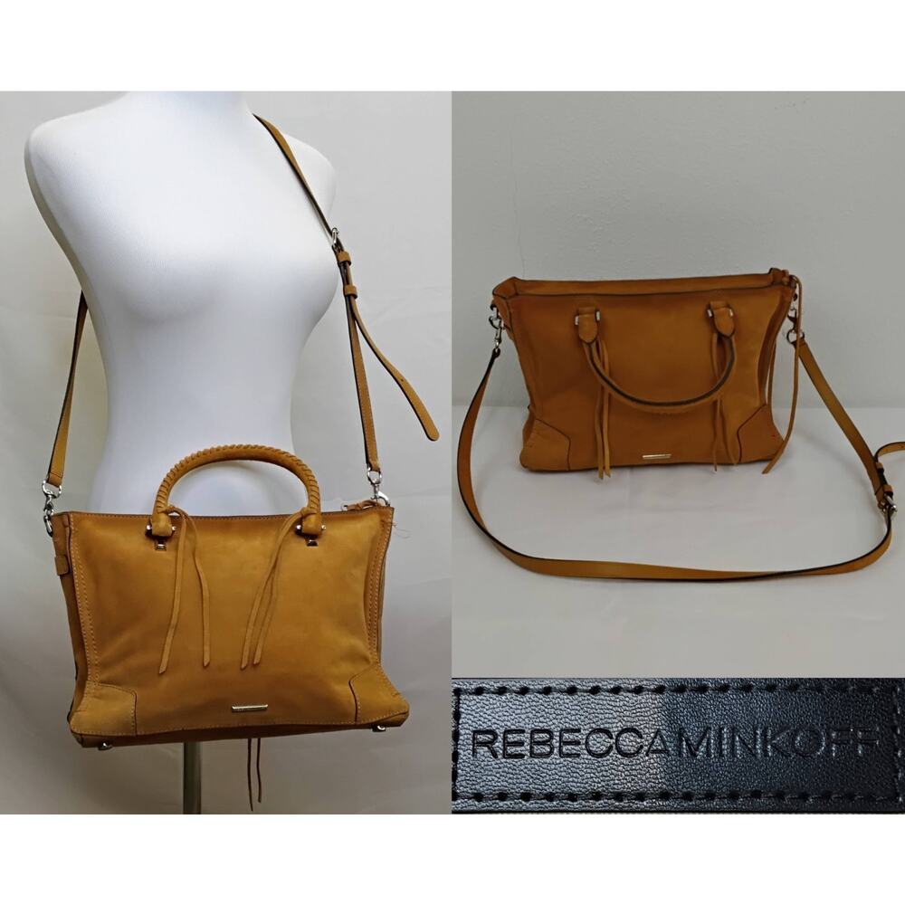 Rebecca Minkoff Suede Leather Purse Tan With Crossbody Strap and Tassels #J4765